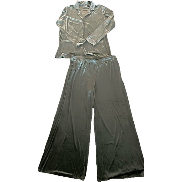 New Nordstrom Green Dune Velour Pajama Set Soft 2-Piece Lounge Set XL - Picture 4 of 4